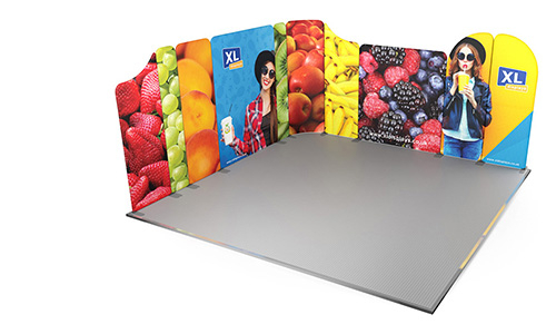 Our Modulate™ L-Shaped Fabric Exhibition Backwalls are ideal for dressing shell scheme exhibition stands and are available in a range of different sizes to suit any space.